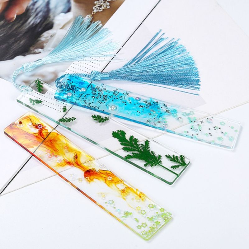 5Pcs Silicone Rectangular Bookmark Mould Resin-Transparent