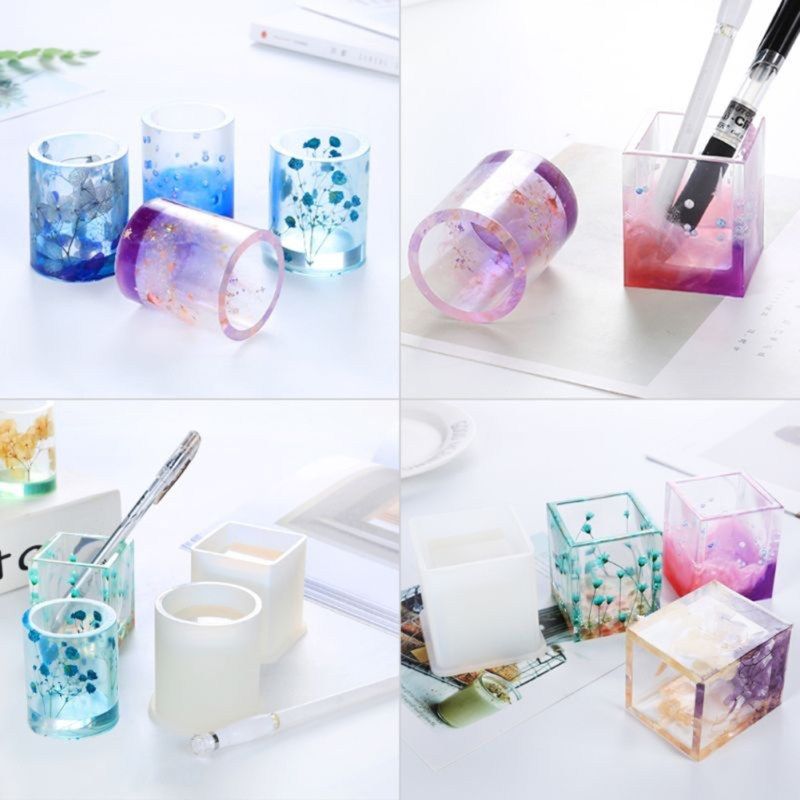 Cylinder Cuboid Silicone Epoxy Resin DIY Pen Holder Mold-2#