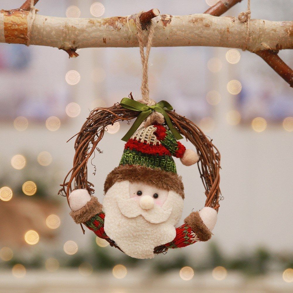 Xmas Home Decor Natural Rattan Wreath Santa, Snowman, Elk
