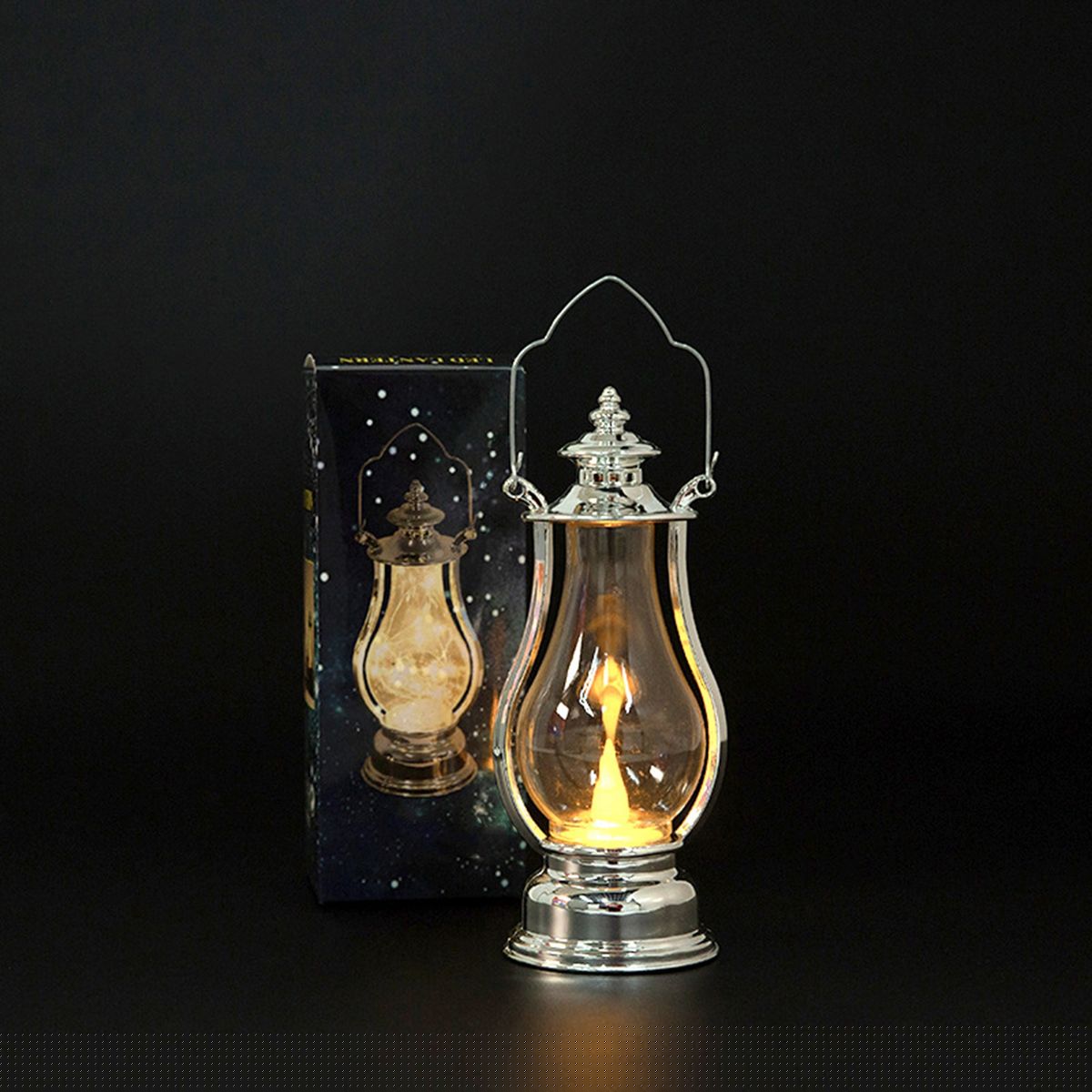 LED Candle Hanging LED Lantern Lamp Silver