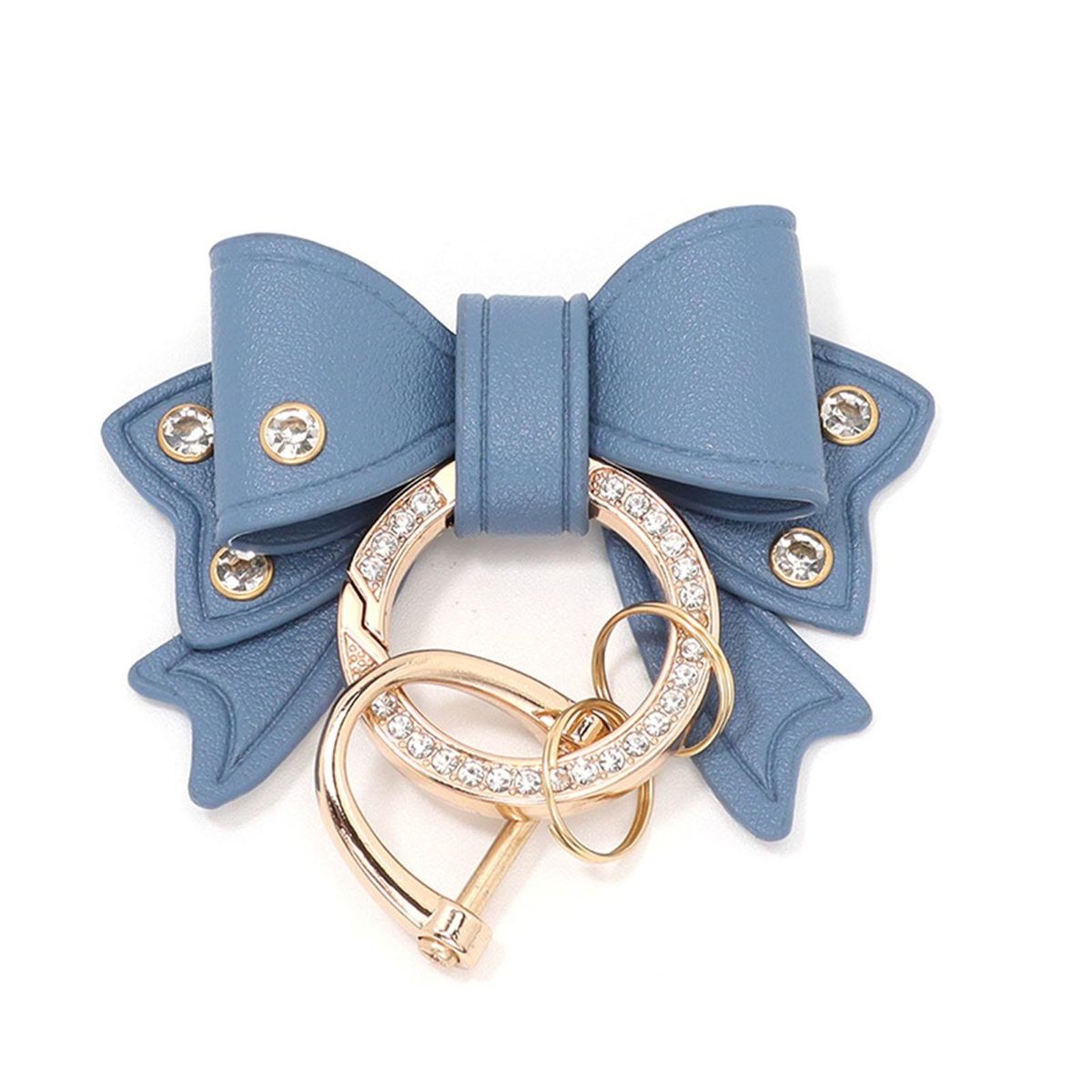 Keychain Sparkling Bow Key Holder Elegant Rhinestone for Womens Blue