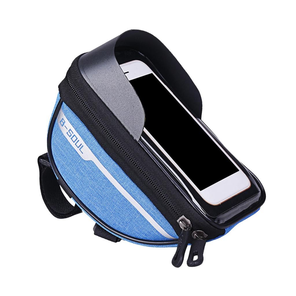 Stable Bike Frame Bag Waterproof Cycling Phone Case Holder With Blue