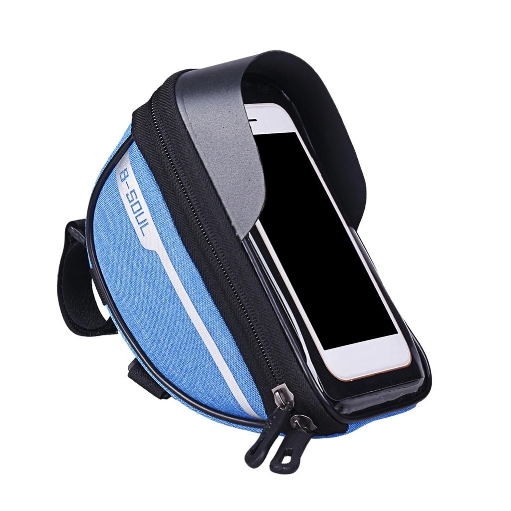 Stable Bike Frame Bag Waterproof Cycling Phone Case Holder With Blue