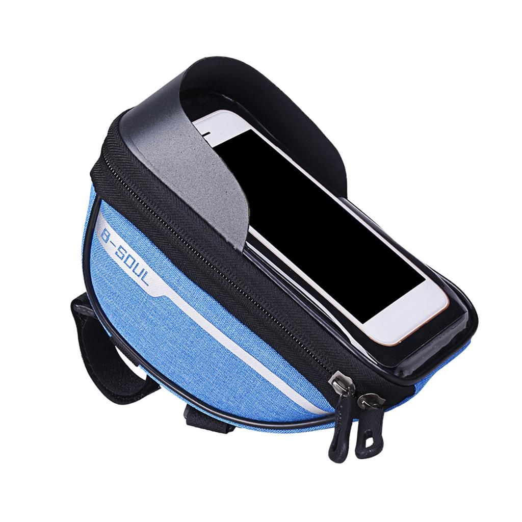 Stable Bike Frame Bag Waterproof Cycling Phone Case Holder With Blue
