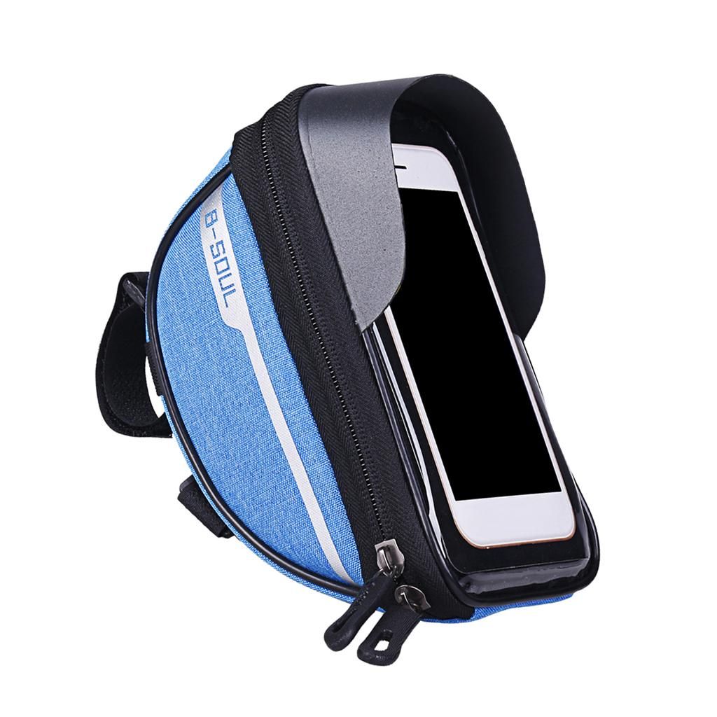 Stable Bike Frame Bag Waterproof Cycling Phone Case Holder With Blue