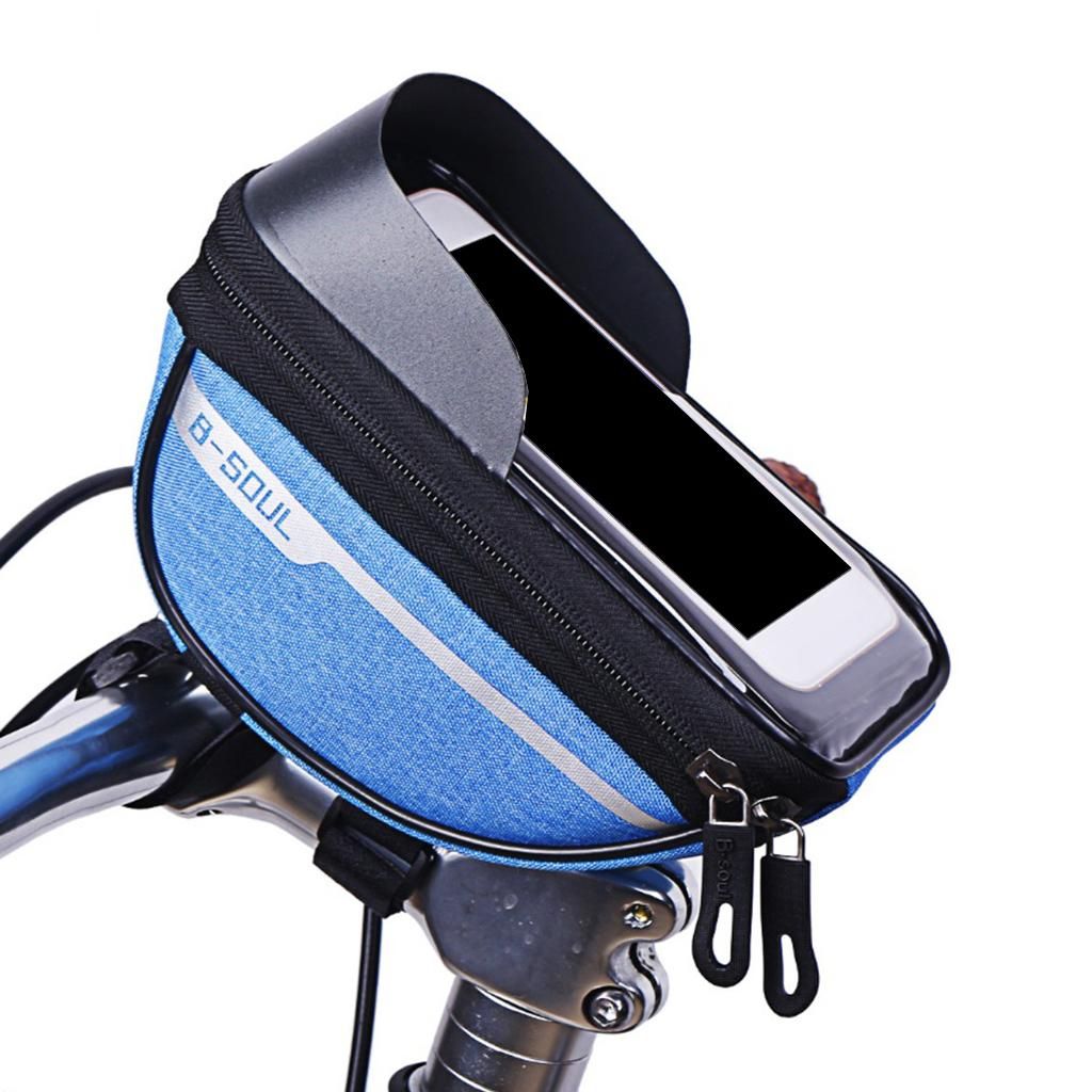 Stable Bike Frame Bag Waterproof Cycling Phone Case Holder With Blue