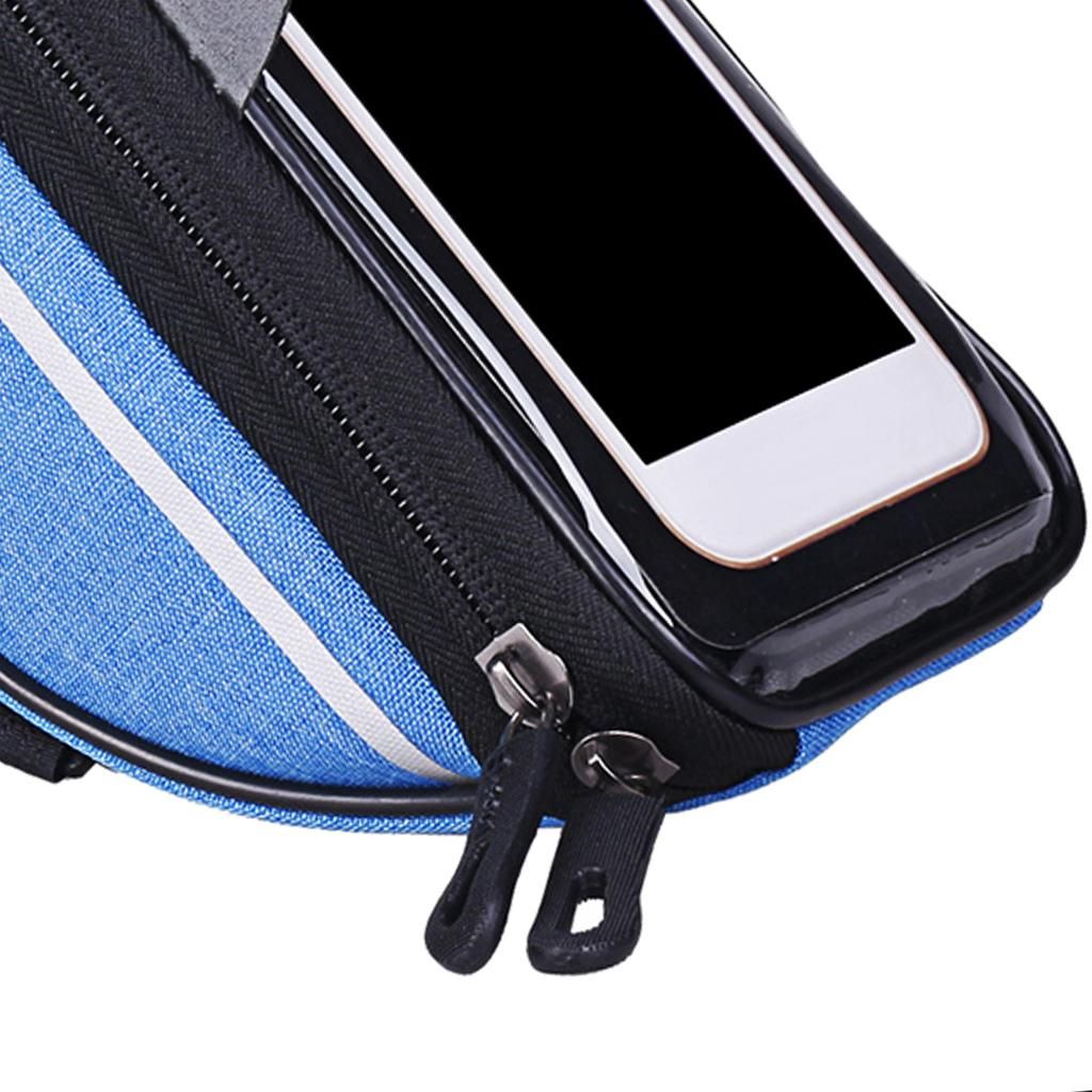 Stable Bike Frame Bag Waterproof Cycling Phone Case Holder With Blue