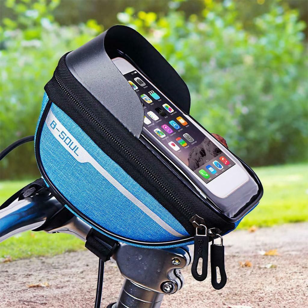 Stable Bike Frame Bag Waterproof Cycling Phone Case Holder With Blue