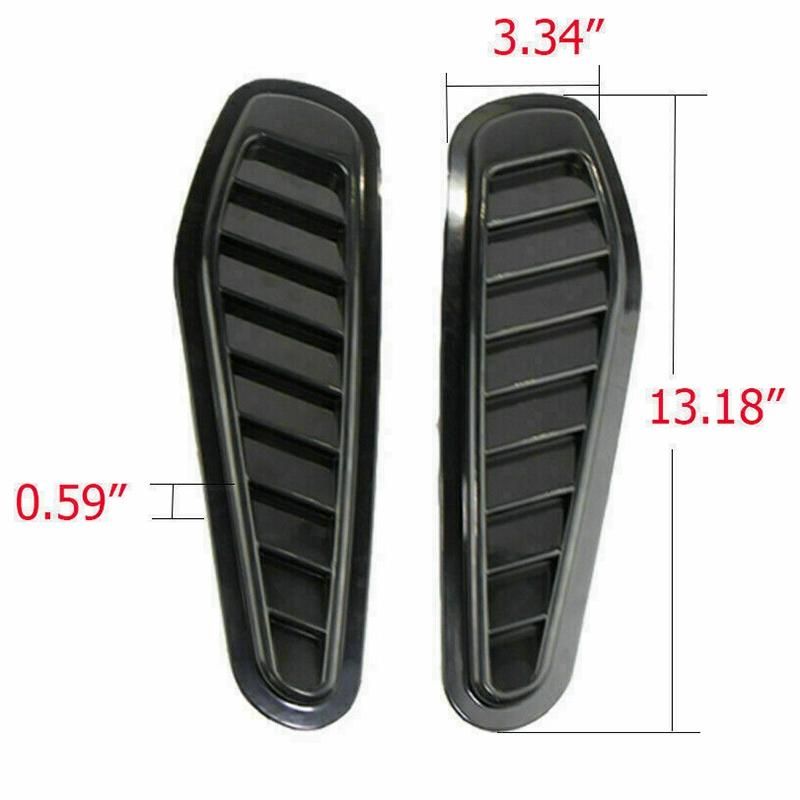 2Pcs Car Simulation Shark Air Vent Universal Glossy Black Sport Racing Air Flow Vent Bonnet Hood Scoop Cover Trim