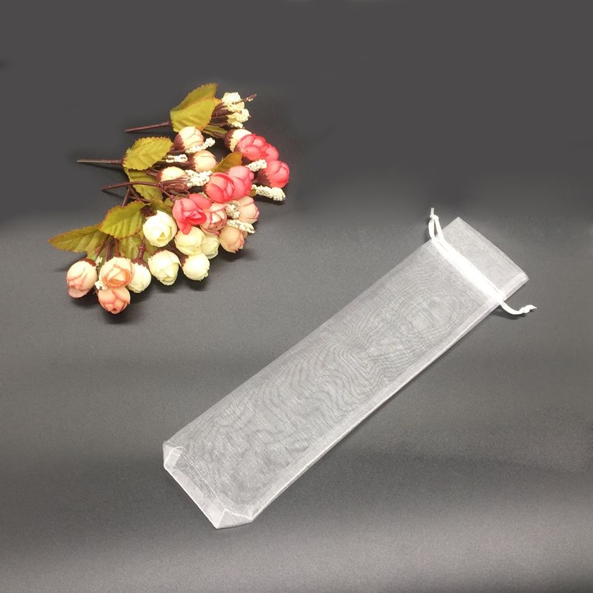 Bags Organza 50 Pouch Folding Fan White Drawstring Pcs Gift Party Hand Wedding 25mmx6mm