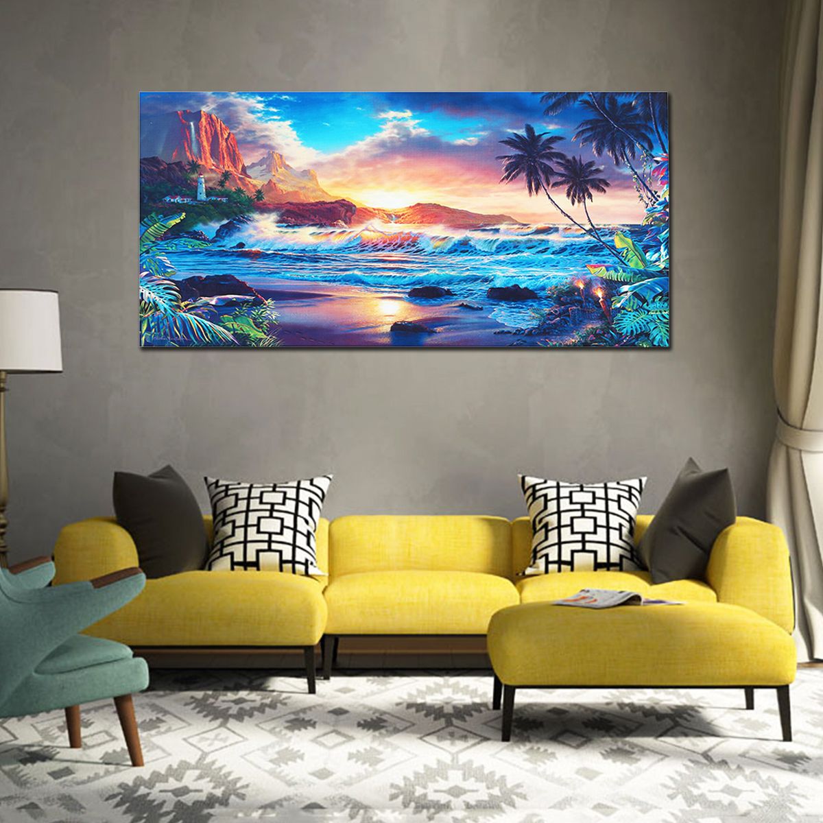 HD Sunset Beach Scenery Canvas Painting Modern Living Room Decor Unframed