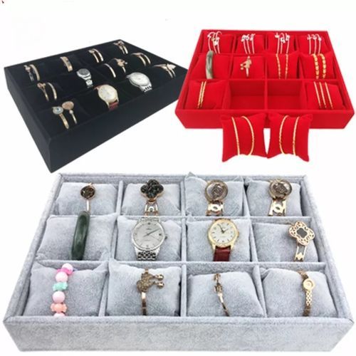 12 Grids Watch Box With Pillow Bracelet Display Tray Box Necklace Earring Container Boxes Case Jewelry Organizer Gift