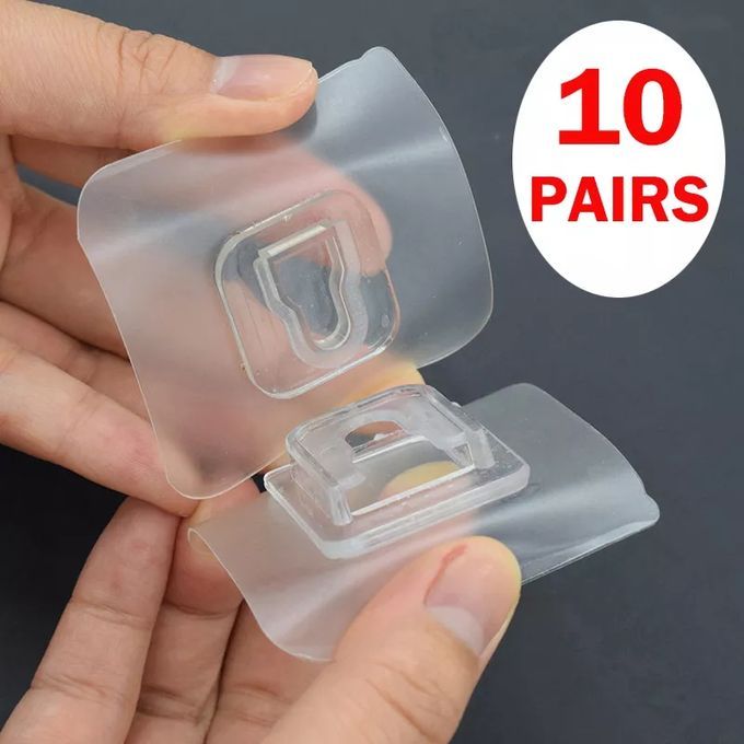 10-pairs Strong Self-adhesive Wall Hooks Door Sticky Hooks