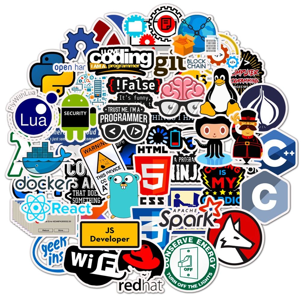 50 Pcs Programming Sticker Technology Software Programs For