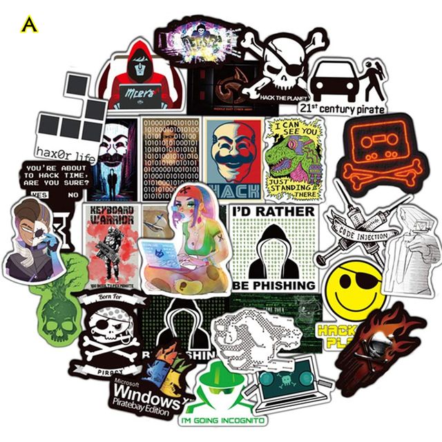 50-100 Pcs Hacker Stickers Programming Languages Internet