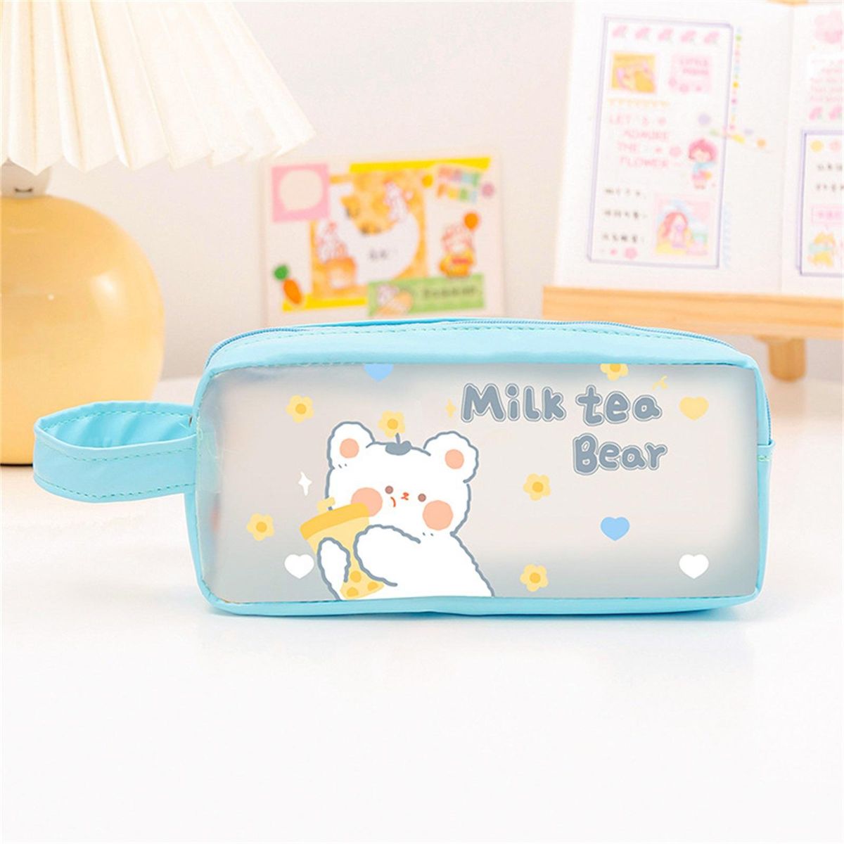 Pencil Case Cartoon INS Transparent Pencil Bag Blue