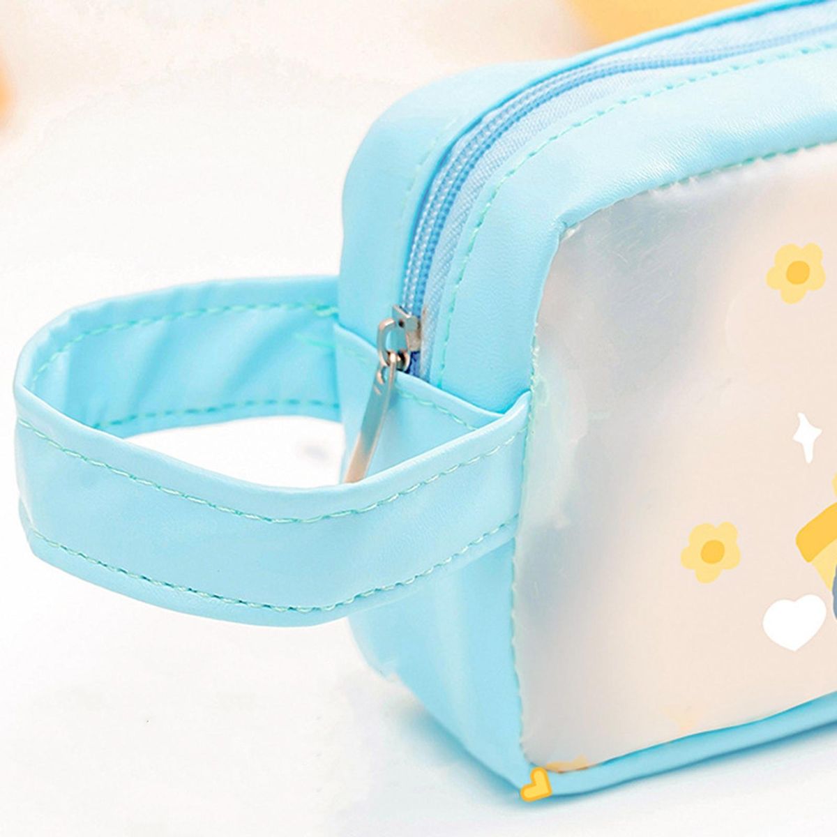 Pencil Case Cartoon INS Transparent Pencil Bag Blue