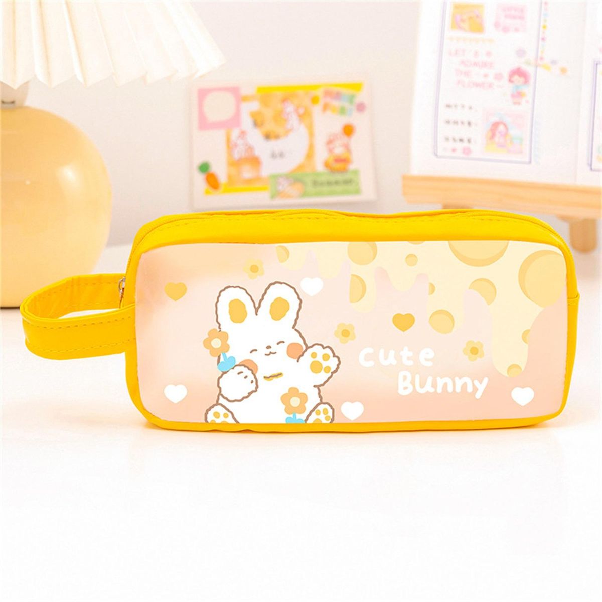 Pencil Case Cartoon INS Transparent Pencil Bag Yellow