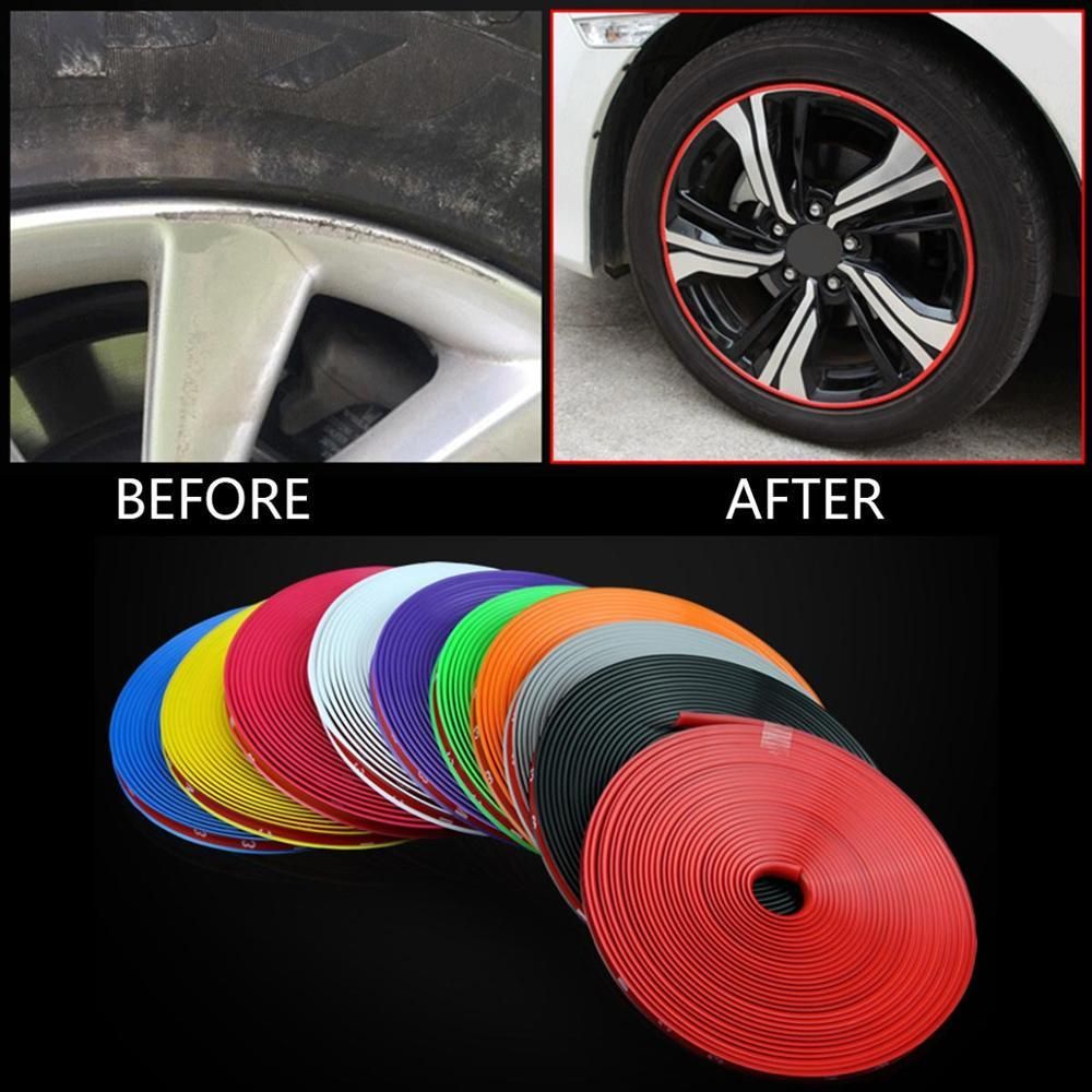 8M / Roll Rim s Car Vehicle Color Wheel Rims Protectors Protect Strip  Car Wheel Sticker Tire Protection Car Care Covers