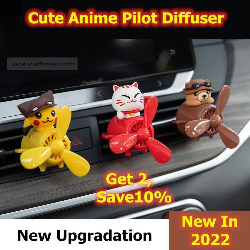 Anime Pilot Diffuser AC Vent Animation Abs Cartoon Magnetic Design 5pcs Lemon