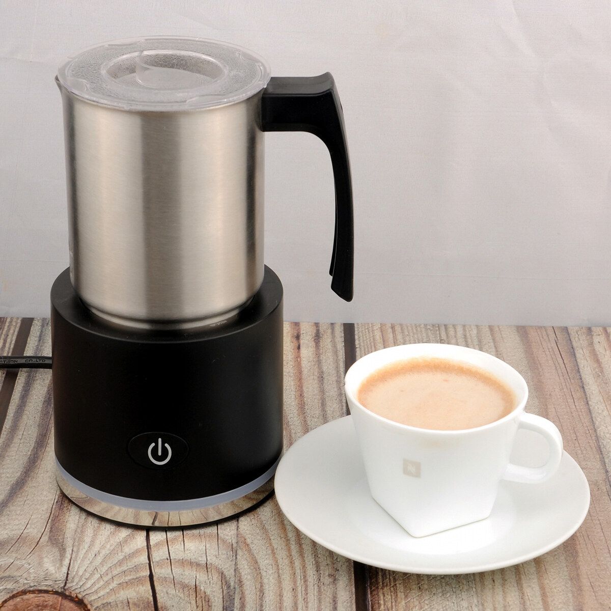 600W Automatic Electronic Hot/Cold Milk Frother Electric Heater Milkshakes - Black Glassfiber Black（stainless Steel）