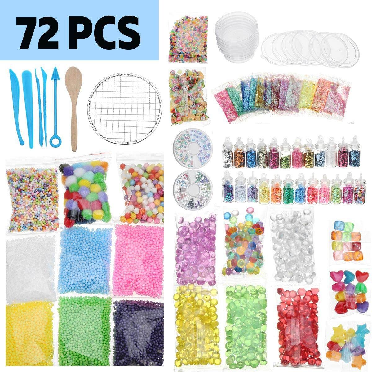 72Pcs Slime Supplies Kit Set Slime Beads Sequins Pack Tool For DIY Slime Making