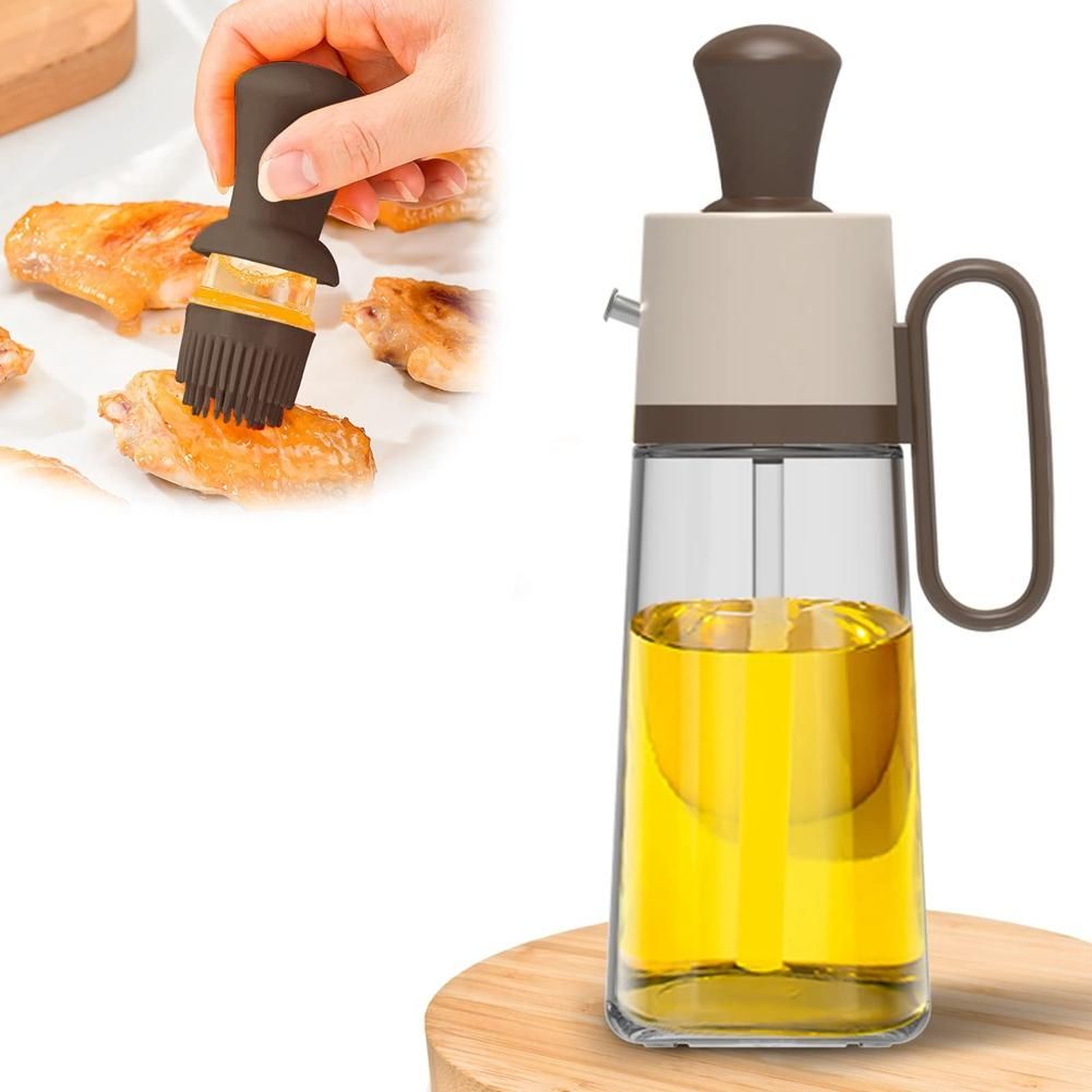 Glass Oil Bottle with Silicone Brush, for Kitchen Cooking,