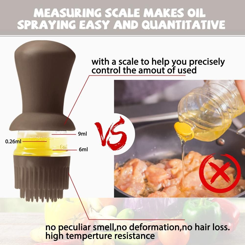 Glass Oil Bottle with Silicone Brush, for Kitchen Cooking,