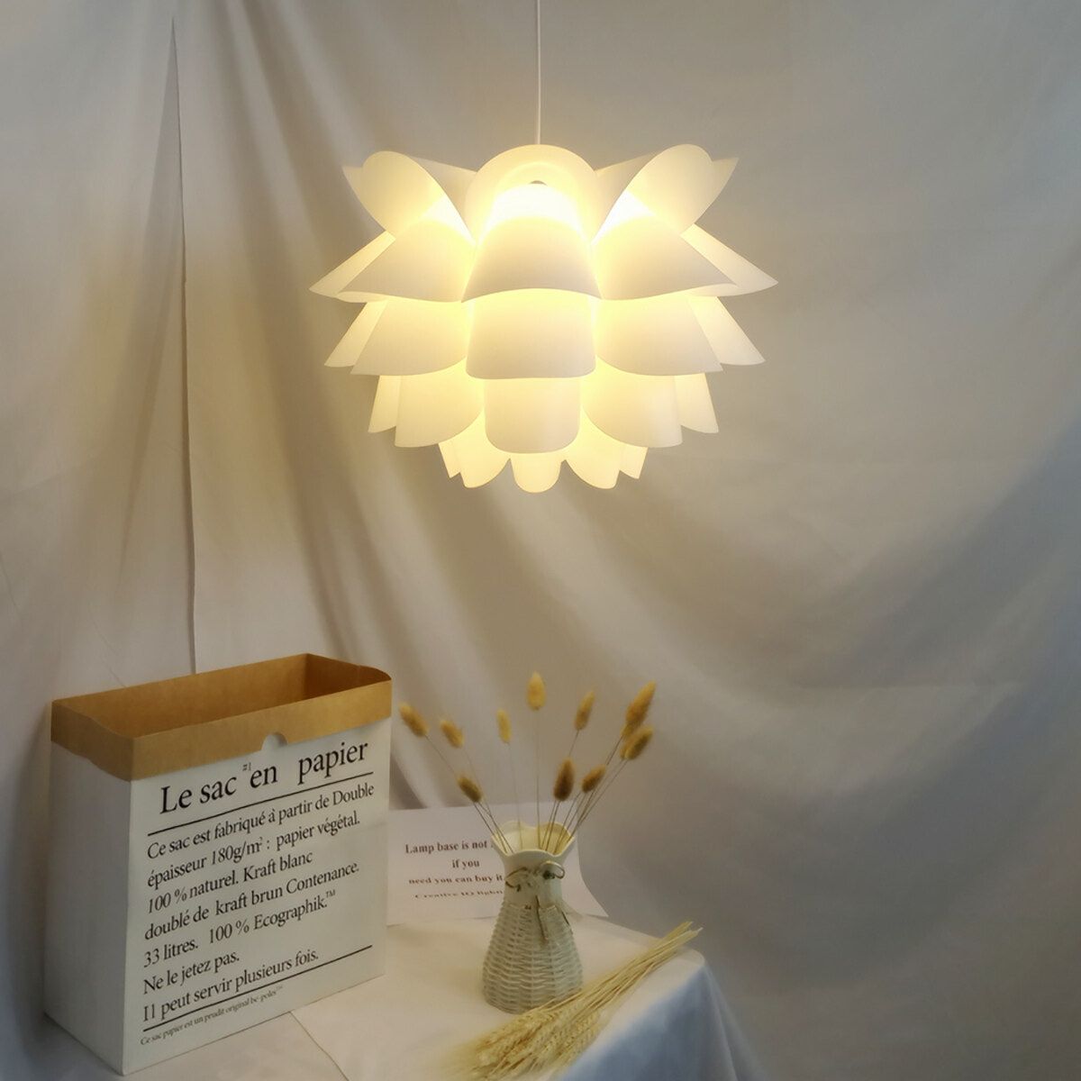 Flower Lamp Shade Modern Pendant Ceiling Light Shade Art DIY Livingroom Decoration White-S