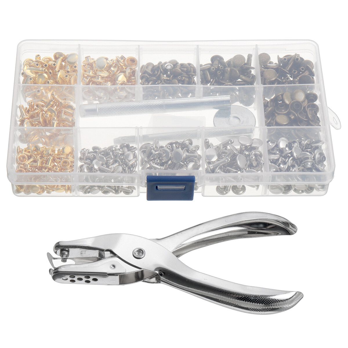 300 Sets Press Studs Buttons Rings Snap Fasteners Metal Grommet Tool Kit With Punch Pliers