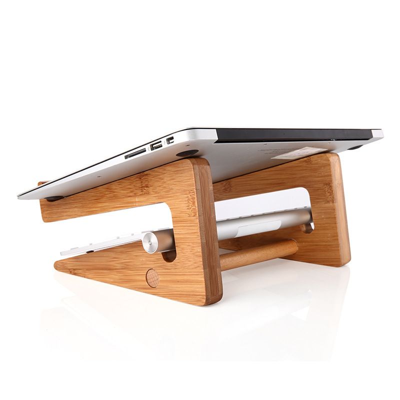 Increased Height Bamboo Lapstand Holder For Macbook Air Pro