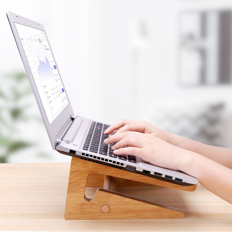 Increased Height Bamboo Lapstand Holder For Macbook Air Pro