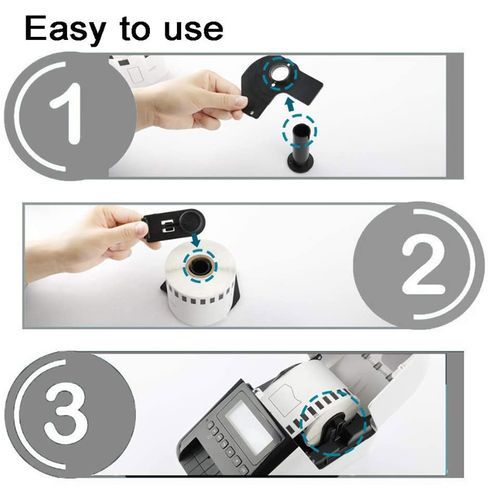 1 Roll Compatible For Brother DK22205 62mm X 30.48M Continuous White Length Paper Tape Labels With Refillable Cartridge