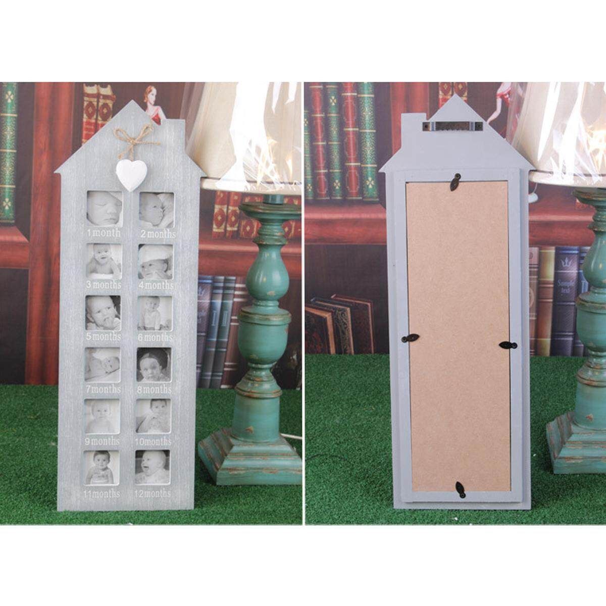 Baby My First Year Picture Photo Display Frame Wall Wood 12 Month Birthday Gift