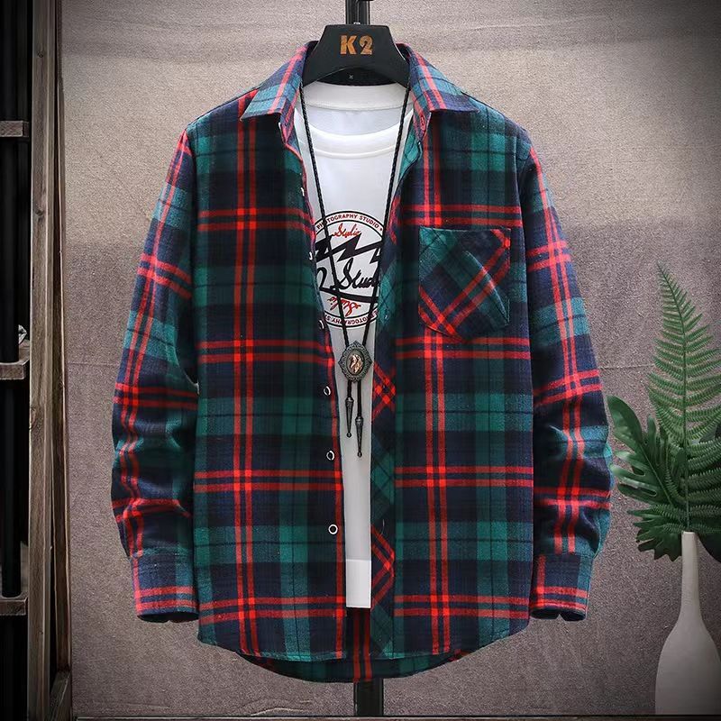 {MijaGrace} Men's Casual Flannel Checkered Shirt - Green