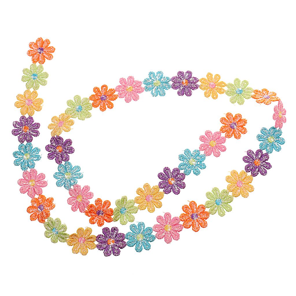 Colorful Daisy Embroidery Edge Ribbon Crafts