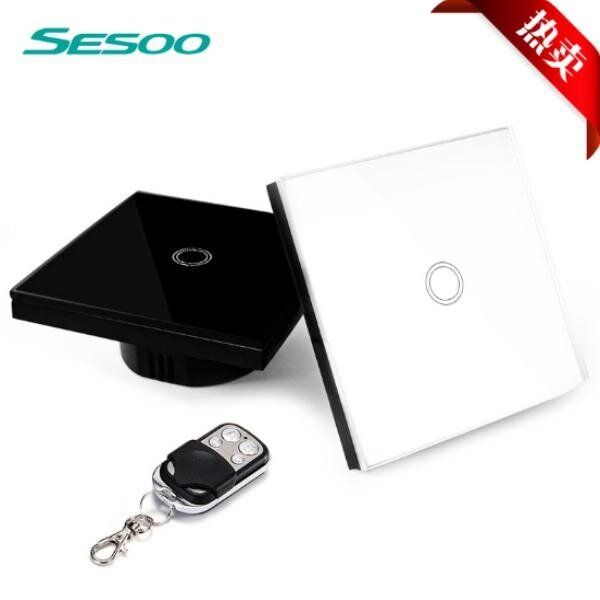 1/2/3Gang 1 Way Smart Touch Light Switch Toughened Glass Panel+Remote Controller White White