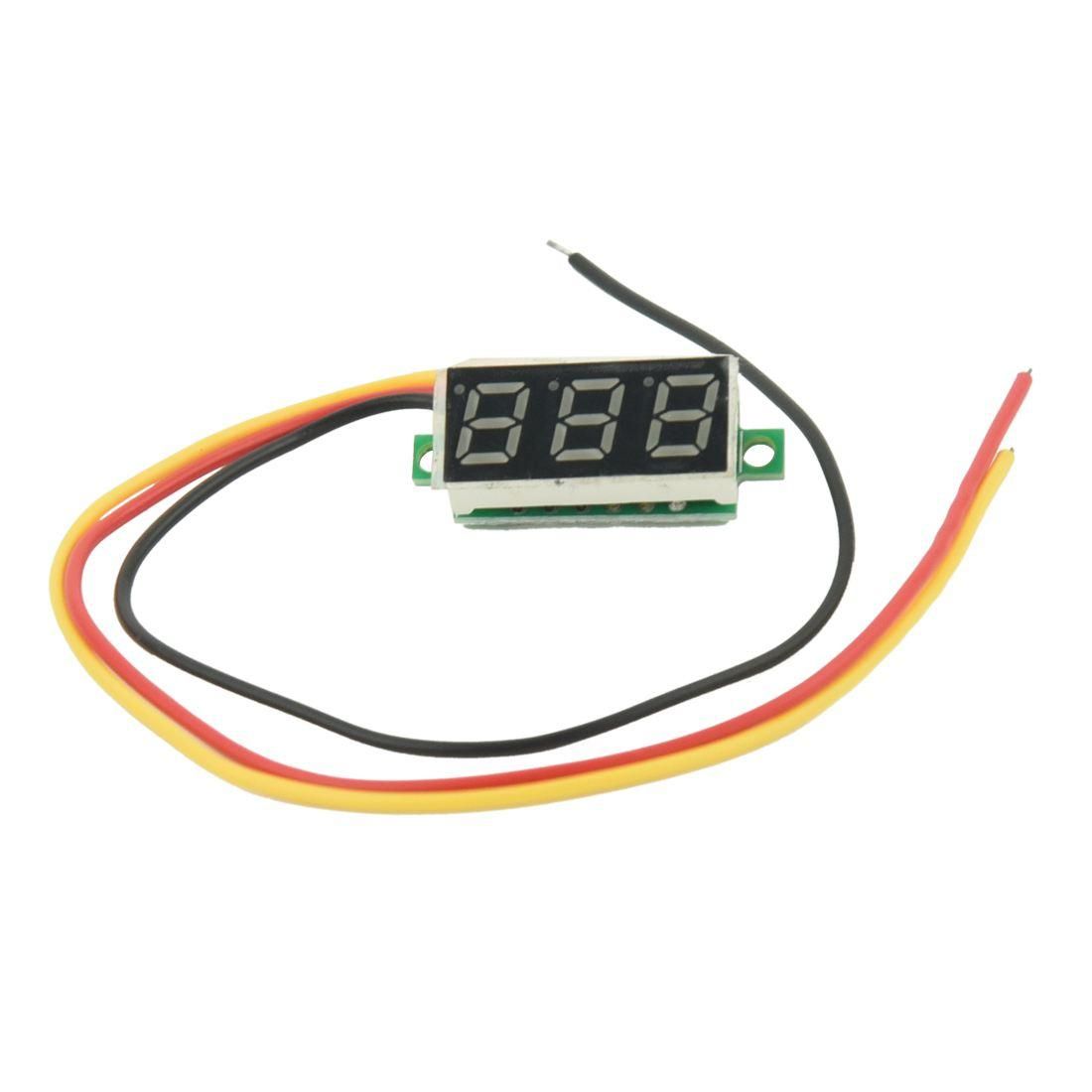 Mini Digital Voltmeter DC 0-100V LED Panel Voltage Meter 3-Digital With 3 Wires Red