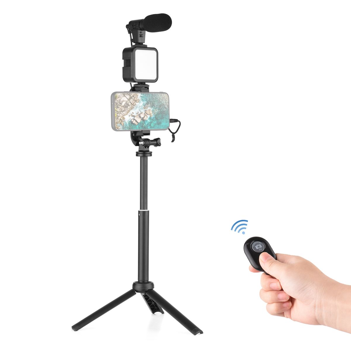 Vlog Shooting Kit Mini LED Video Light + Super Cardioid