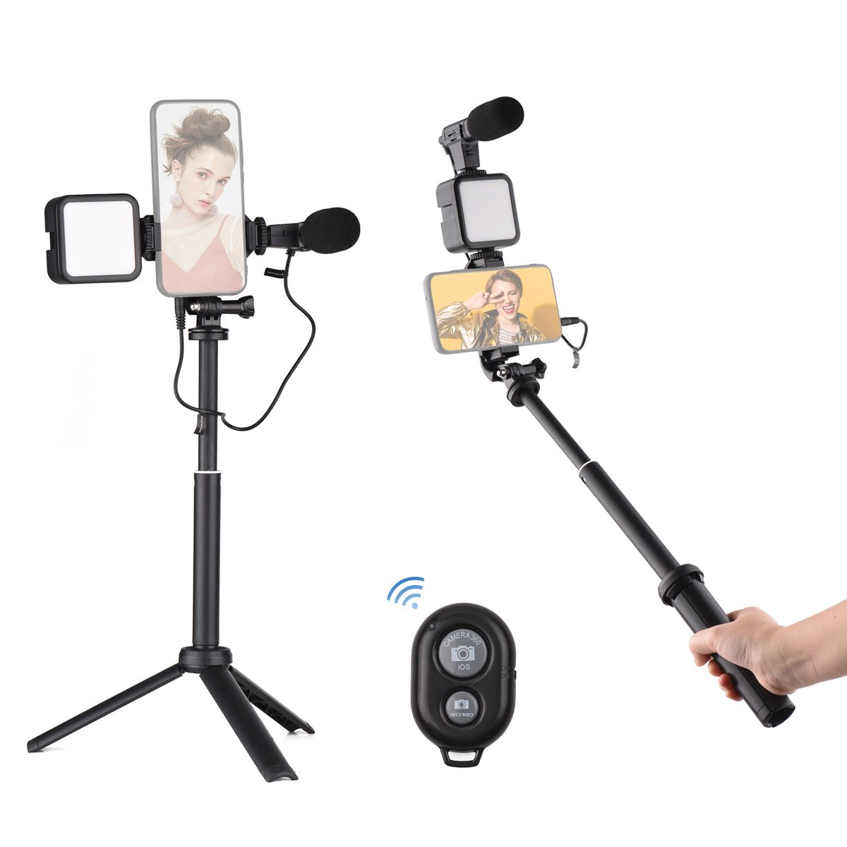 Vlog Shooting Kit Mini LED Video Light + Super Cardioid