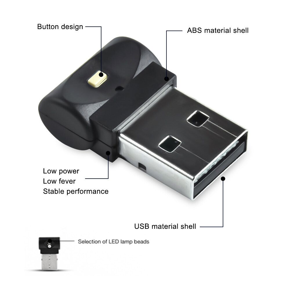 Mini USB LED Car Light Auto Interior Atmosphere Light Decorative Lamp PC Auto Colorful Light