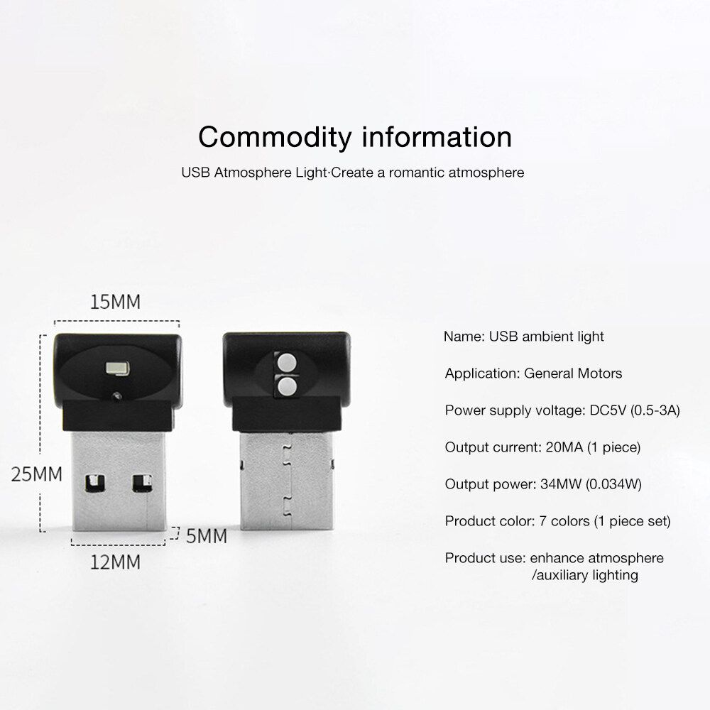Mini USB LED Car Light Auto Interior Atmosphere Light Decorative Lamp PC Auto Colorful Light