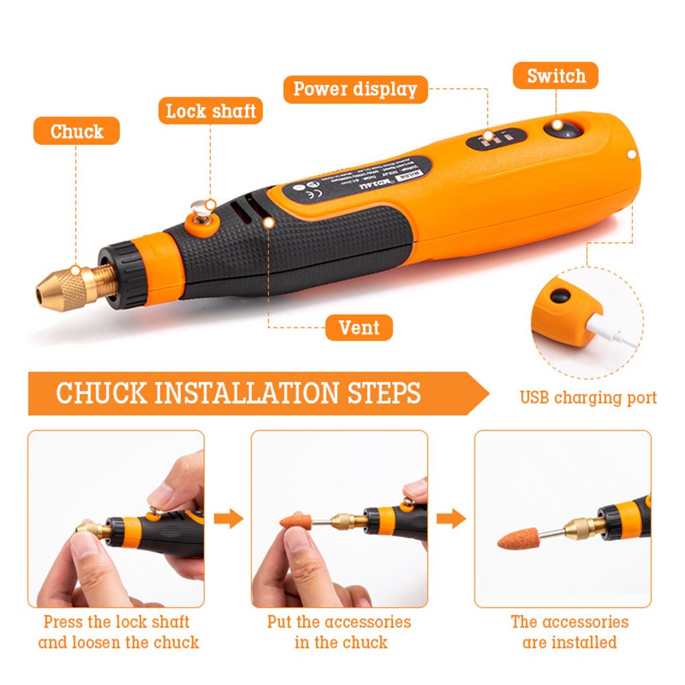 46pcs 3.6V Electric Grinder Set USB Rechargeable Grinding