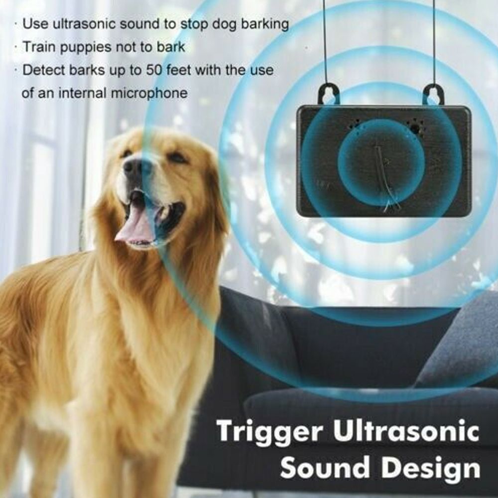 1pc Dogs Ultrasonic Anti-Barking Device Waterproof Silencer Black Dogs Bark Control Rechargeable Device For Outdoor Fence Device