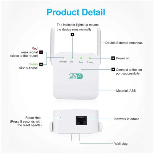 Repeater 300Mbps Dual Antenna Long Range Extender 2.4G