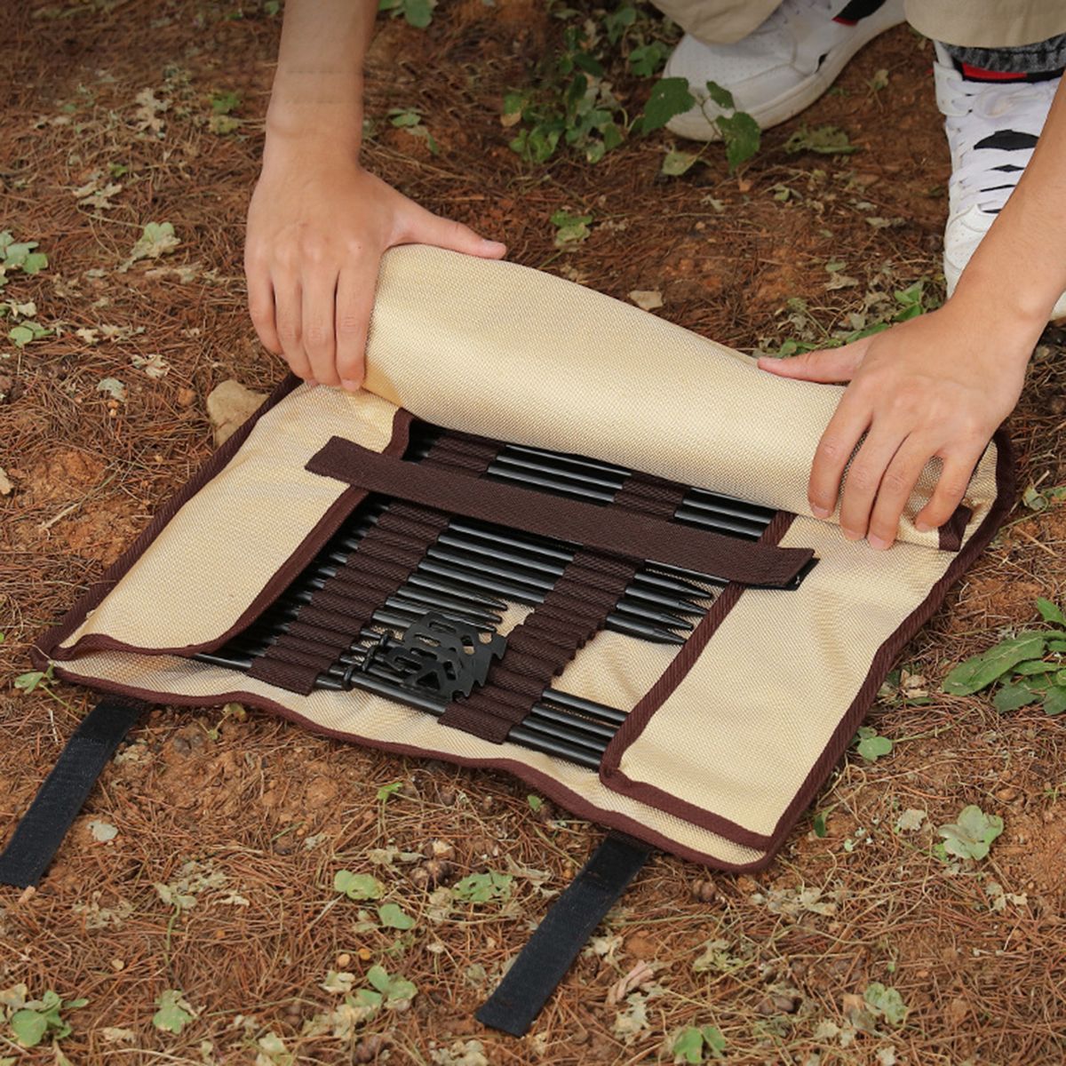 Camping Roll Pouch Large Capacity Heavy Duty-Khaki