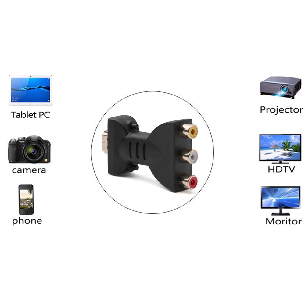 AV Digital Signal HDMI To 3 RCA Audio Adapter Component Converter Video Black