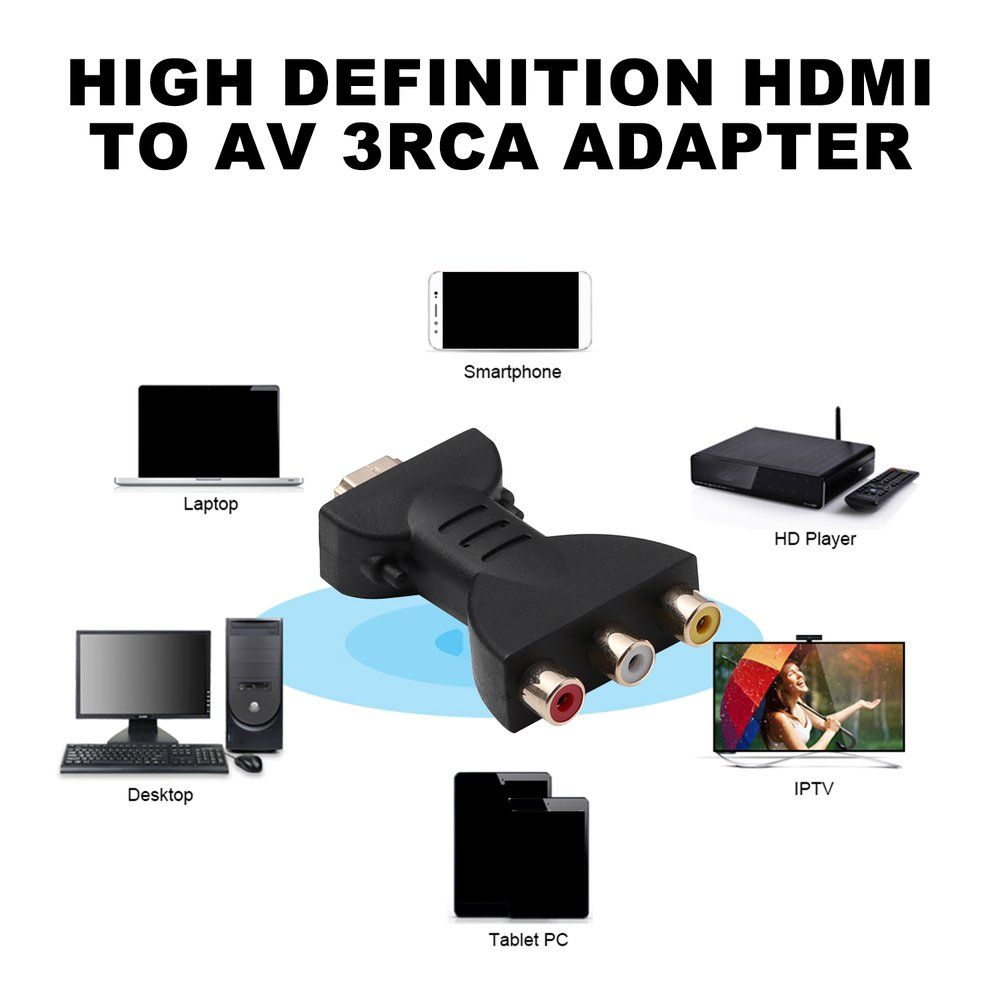 AV Digital Signal HDMI To 3 RCA Audio Adapter Component Converter Video Black