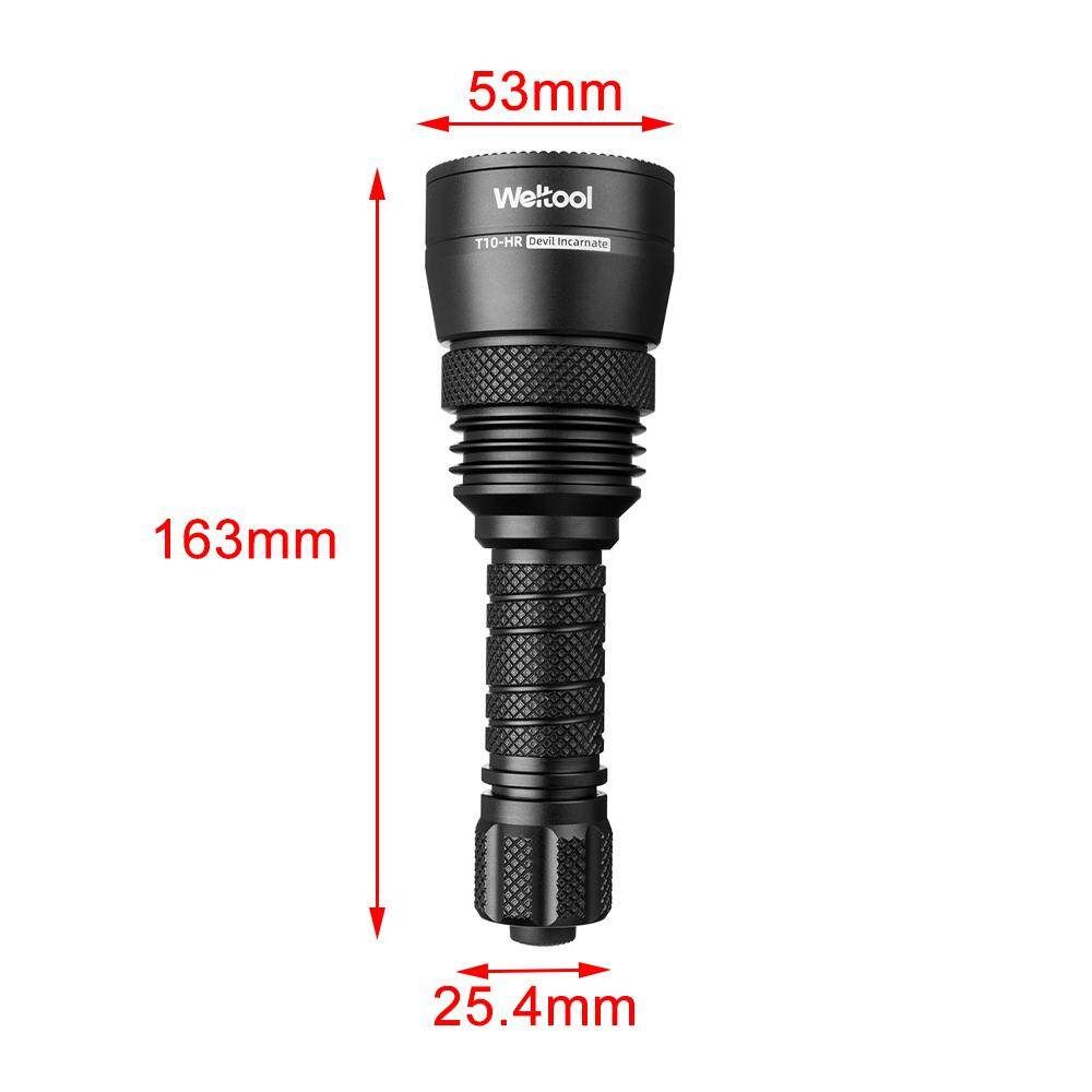 Weltool T10-HR Red X-LED 342Lumens 450M 3Modes USB Rechargeable IP67 Flashlight
