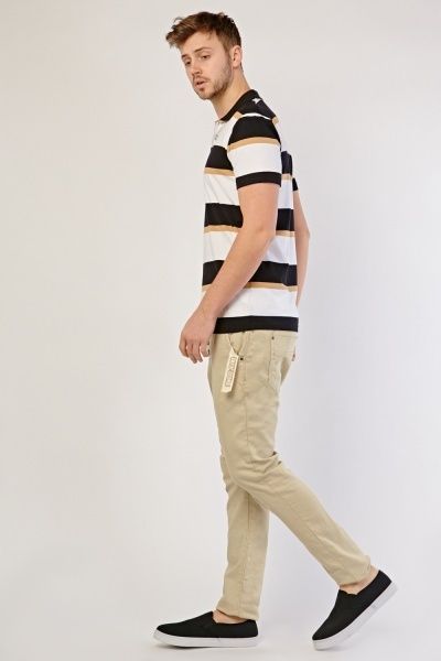 Men's Drop Crotch Stretchy Chinos Pant- Beige